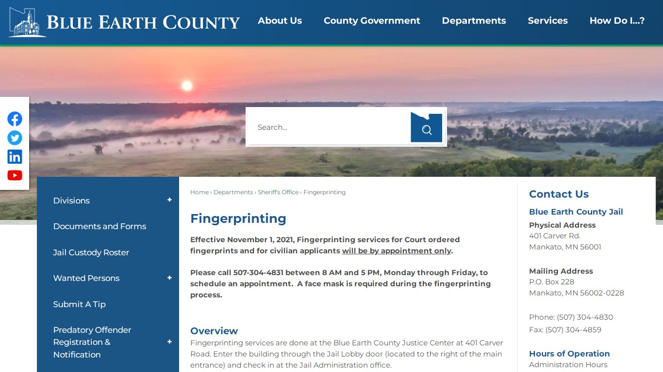 Fingerprinting | Blue Earth County, MN - Official Website