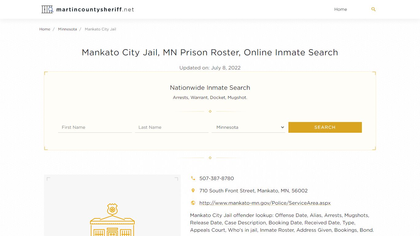 Mankato City Jail, MN Prison Roster, Online Inmate Search ...